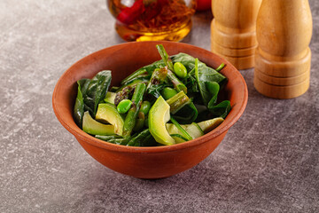 Vegetarian green salad with asparagus and avocado