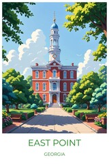 East point Georgia United states Travel Poster Illustration Print Decor Gift Canvas Wall Art Gift