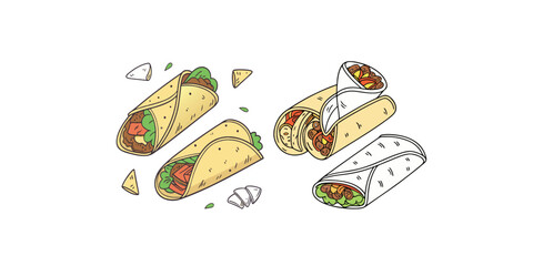 Print  tortillas on white background. Vector eps 10. Perfect for wallpaper or design elements