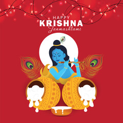 Happy Janmashtami festival of Lord Krishna celebration background