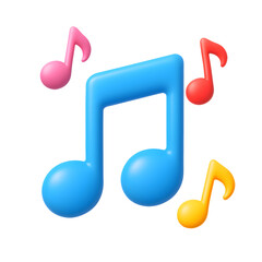 3D music note icon with colorful melody elements, isolated on transparent background