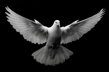 Dove Border. Symbol of Peace and Hope in Abstract Black and White Design