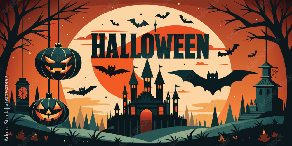 Poster vector graphic style image design with editable text elements and color options