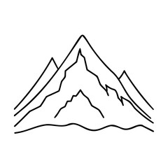 Jagged mountain peaks with wavy base outline black and white