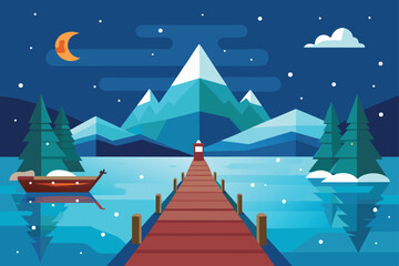 Snowy Blue Mountains with Sunrise