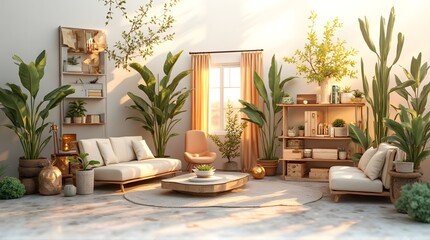 Indoor Oasis: Bright, Plant-Filled Living Room