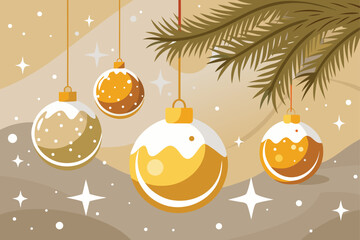 christmas background with balls and snowflakes