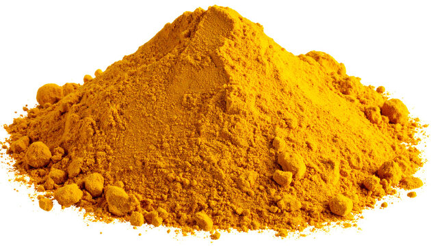 grinded haldi powder pile of turmeric powder isolated on transparent background 
