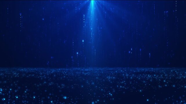 Computer binary code numbers falling. computer binary code digital rain. Binary Code Matrix Background With Numbers Moving Downward On Screen Digital Rain Cyberspace digits of binary code Particles