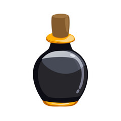 Mysterious Black Potion Bottle with Cork and Gold Trim Vector