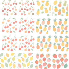 Pastel Fruit Pattern with Cherries.