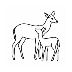 Mother and fawn standing together deer baby