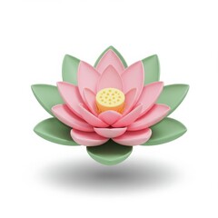 3D pink lotus flower on white background
