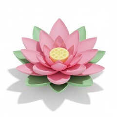 Decorative pink lotus flower in 3D rendering
