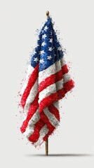Waving American flag depicted with artistic texture and vibrant colors showcasing patriotism