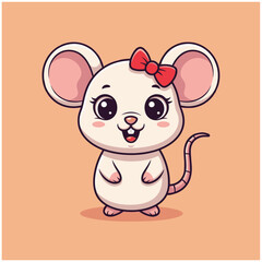 A cute happy lovely mouse cartoon illustration