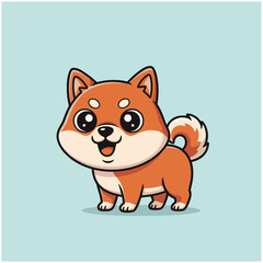 A cute happy lovely shiba cartoon illustration