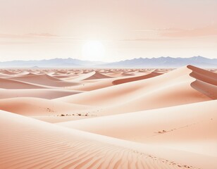 Minimalist Desert Dunes in Soft Pastel Tones
