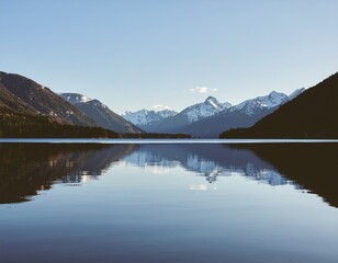 Lake Reflection Landscape with Soft Minimal Colors