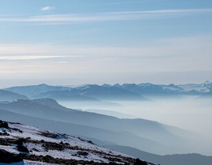 Pastel Blue Arctic Landscape with Minimal Hills