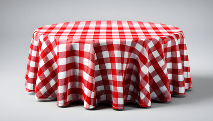 red checkered tablecloth white background