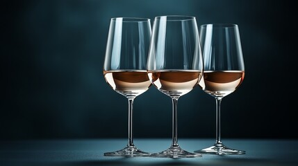 Elegant glasses of rosé wine arranged on a dark surface creating an inviting atmosphere for wine enthusiasts