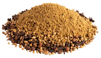 pile of garam masala indian mixed spice seasoning isolated on transparent background 