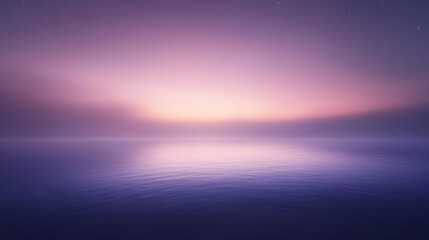 Fototapeta premium Serene sunrise over calm ocean water soft purple sky few stars visible