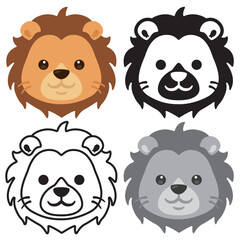 ライオンの顔アイコンセット