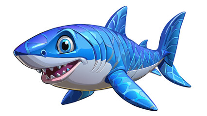 Obraz premium Great white shark side view 3D illustration