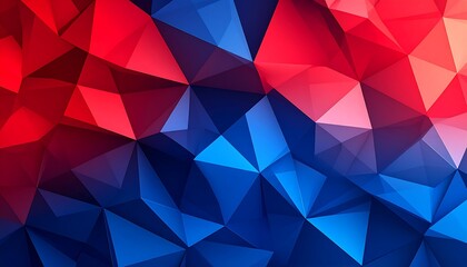 Abstract Red and Blue 3D Polygonal Background with Geometric Graphic Design Texture.