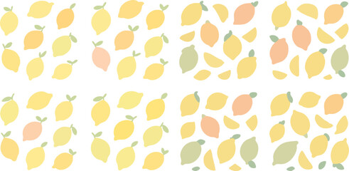 Pastel Lemon Pattern on White Background 2.
