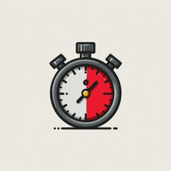 Stopwatch with red and white face showing time, used for measuring duration in sports and activities