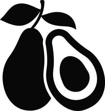 black avocado fruit with leaves clip art preview
