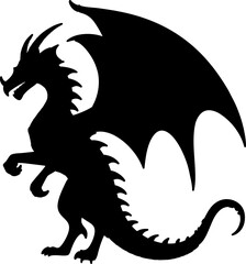 Roaring Dragon Silhouette Isolated in White Background