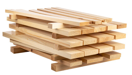 stack of wooden pallets isolated on transparent background 