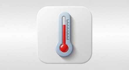 3d Red Thermometer Icon On White