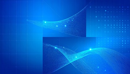 Abstract blue digital wave pattern with grid overlay
