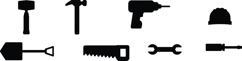 Construction Working Tools Set &ndash; Industrial Equipment and Factory Labor Tool Collection

