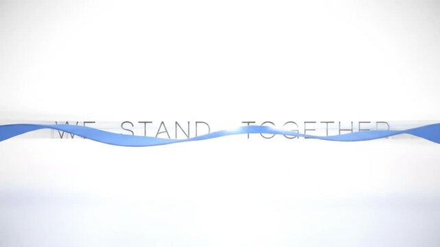 Minimal one-line typography spelling 'We Stand Together', thin animated line transitions