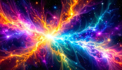 Fototapeta premium Vibrant cosmic energy explosion