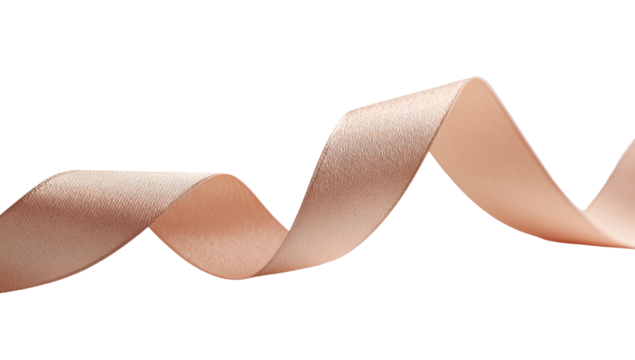 Peach-toned ribbon, satin,  curving