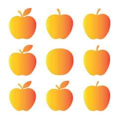 Collection of Vibrant Gradient Apple and Orange Silhouettes