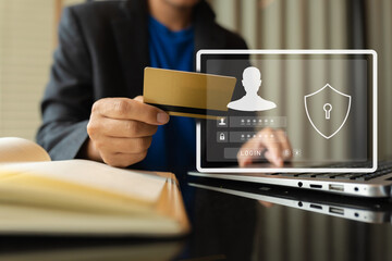 Concept of cyber security, information security and encryption, secure access to user's personal...