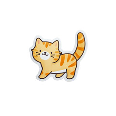 A charming cartoon orange tabby cat walking isolated on a clean transparent background