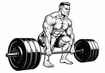 Weightlifter Preparing For Deadlift Heavy Barbell

