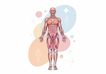 Human Musculature Displayed on Full Body Illustration