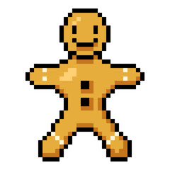 Obraz premium Vector Pixel Art Icon - Gingerbread Man