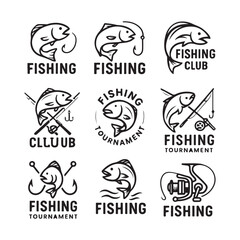 Obraz premium Set of Black and White Fishing Logos