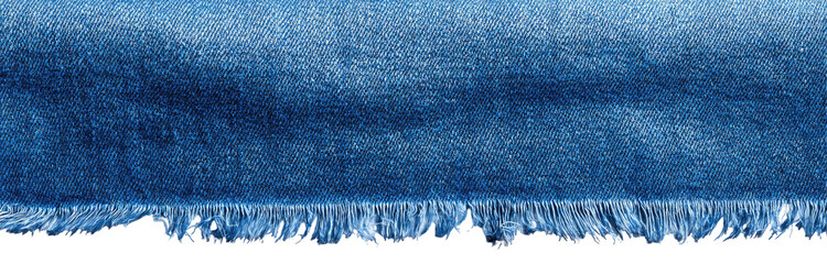 Deep blue fabric with a frayed edge